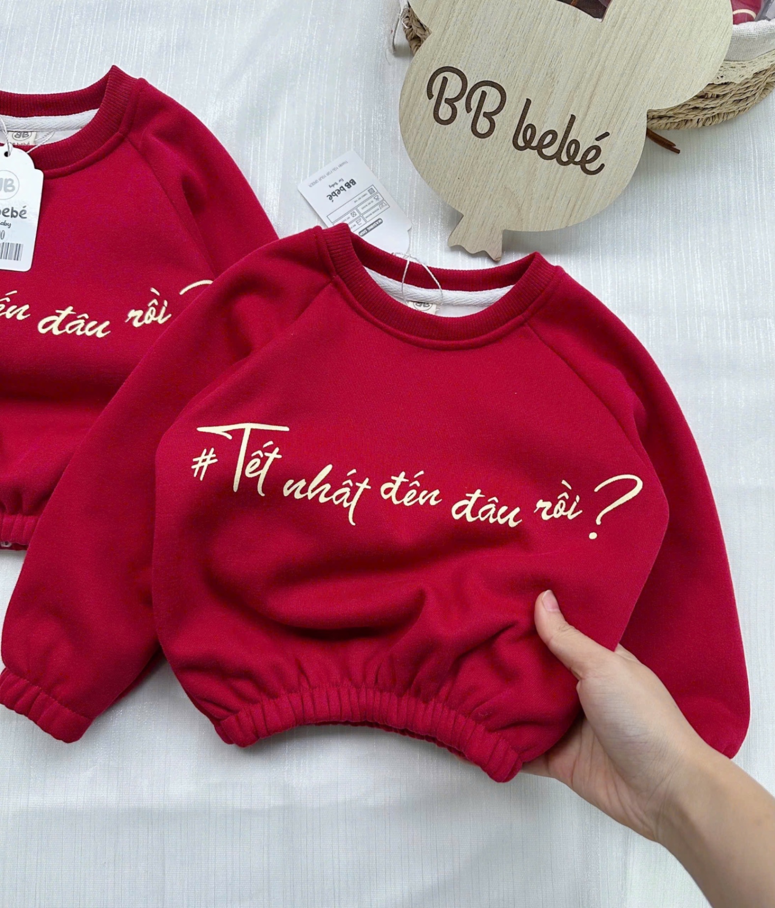 AB864 - ÁO BÉ HAIDA LÓT NHUNG ĐỎ Tết đâu rồi