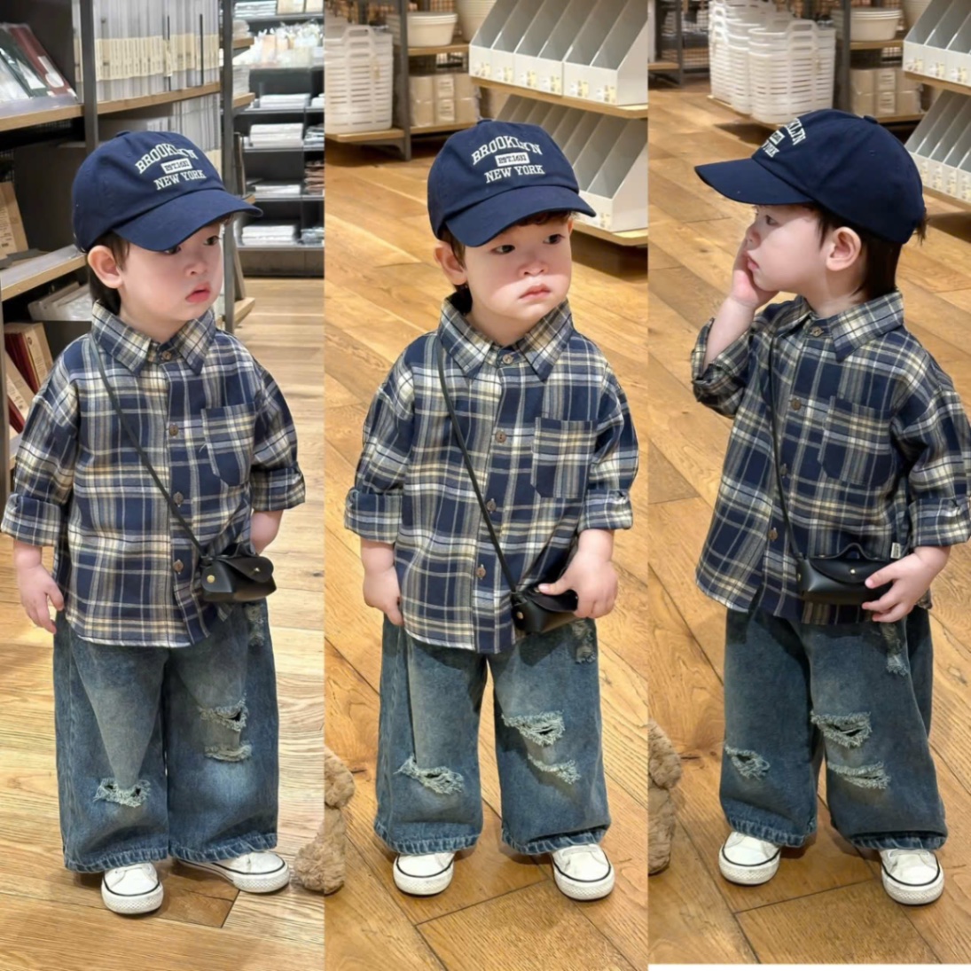 QB368 - QUẦN JEANS BÉ TRAI SUÔNG RÁCH 3 CHỖ