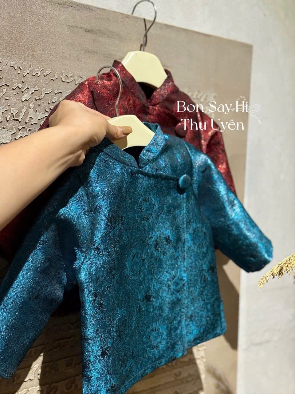 T111 - SET ÁO DÀI BÉ TRAI GẤM TÔ CHÂU QUẦN ĐEN