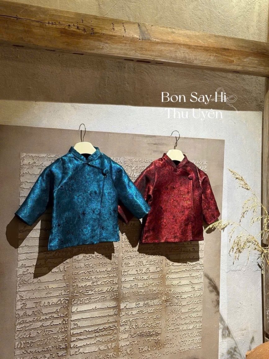 T111 - SET ÁO DÀI BÉ TRAI GẤM TÔ CHÂU QUẦN ĐEN