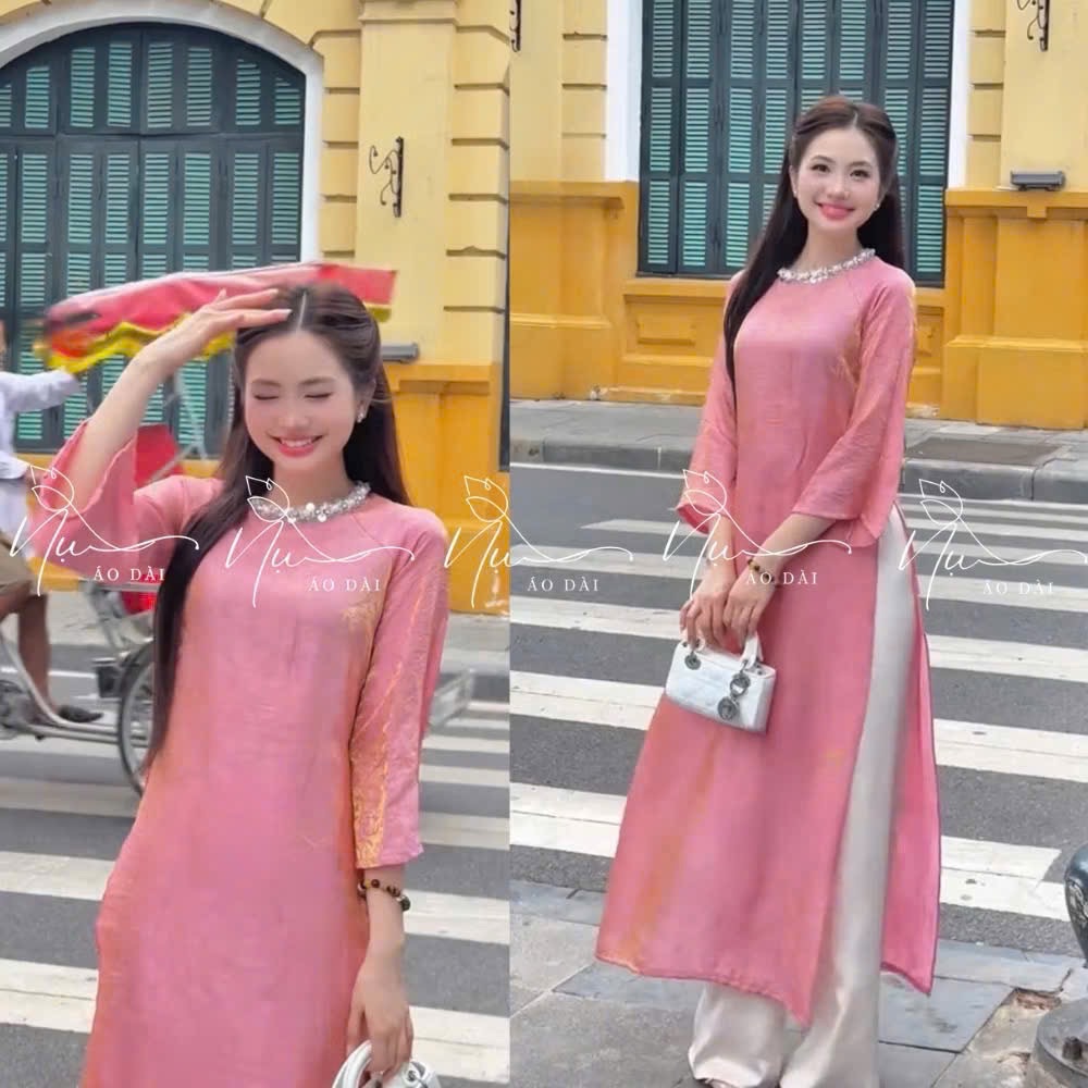 S278 - SET ÁO DÀI NỮ SUÔNG ĐÍNH ĐÁ CỔ
