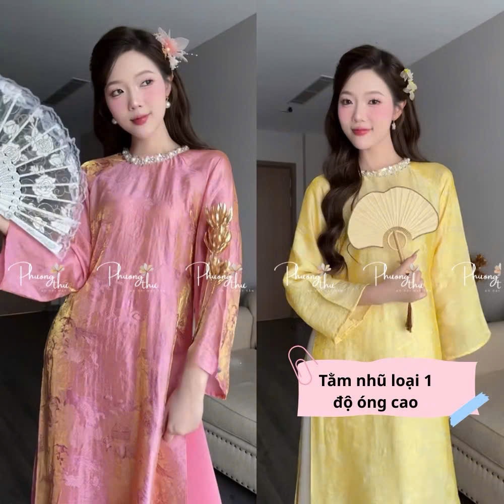 S278 - SET ÁO DÀI NỮ SUÔNG ĐÍNH ĐÁ CỔ