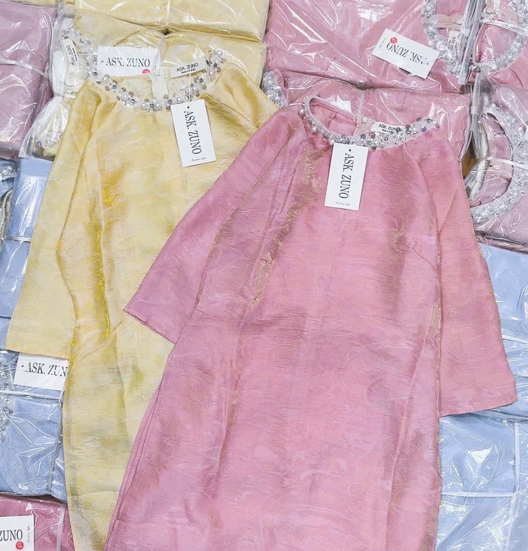 S278 - SET ÁO DÀI NỮ SUÔNG ĐÍNH ĐÁ CỔ