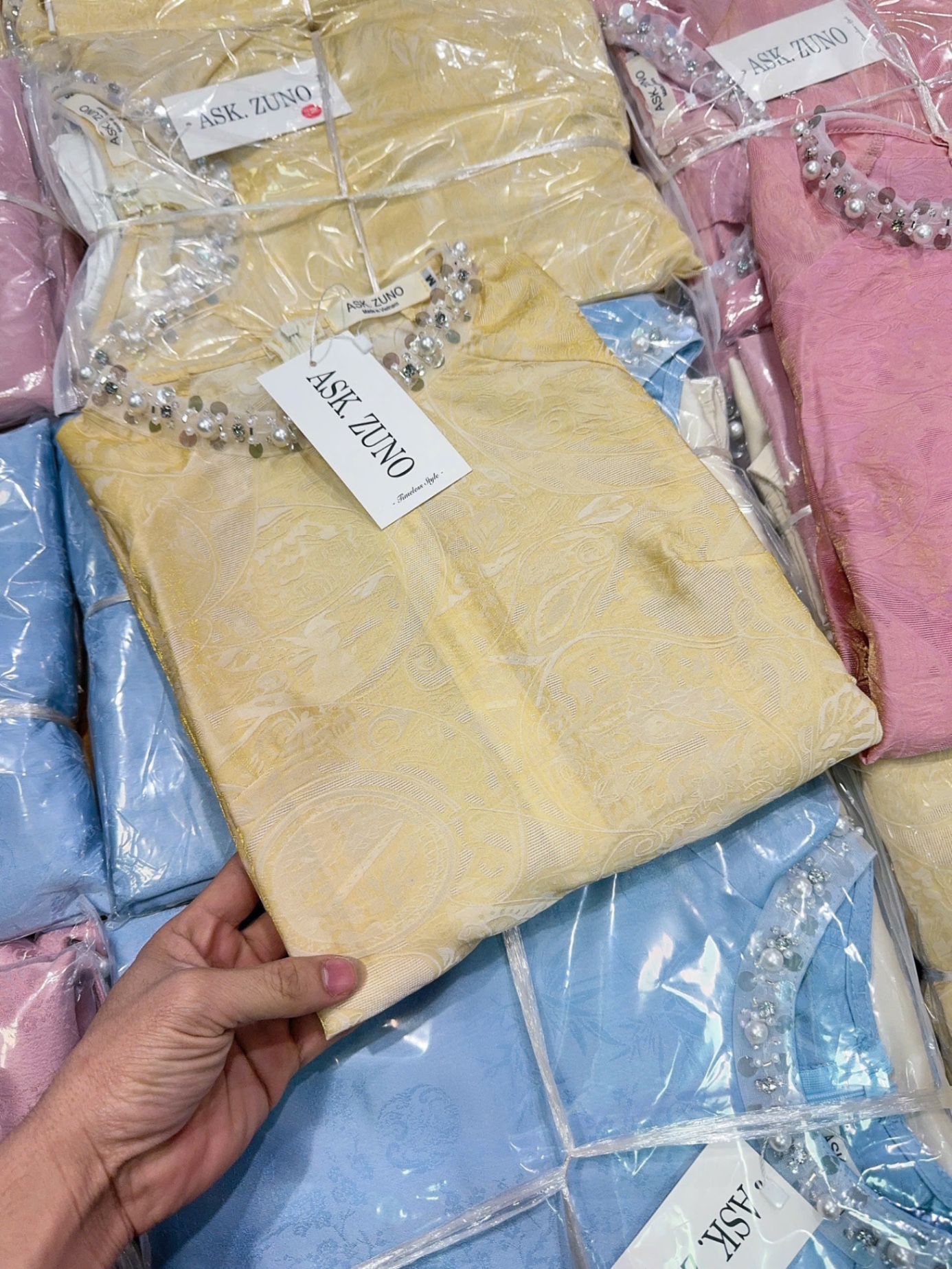 S278 - SET ÁO DÀI NỮ SUÔNG ĐÍNH ĐÁ CỔ