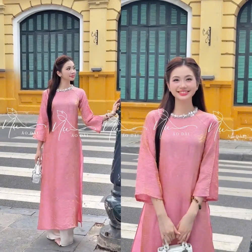 S278 - SET ÁO DÀI NỮ SUÔNG ĐÍNH ĐÁ CỔ
