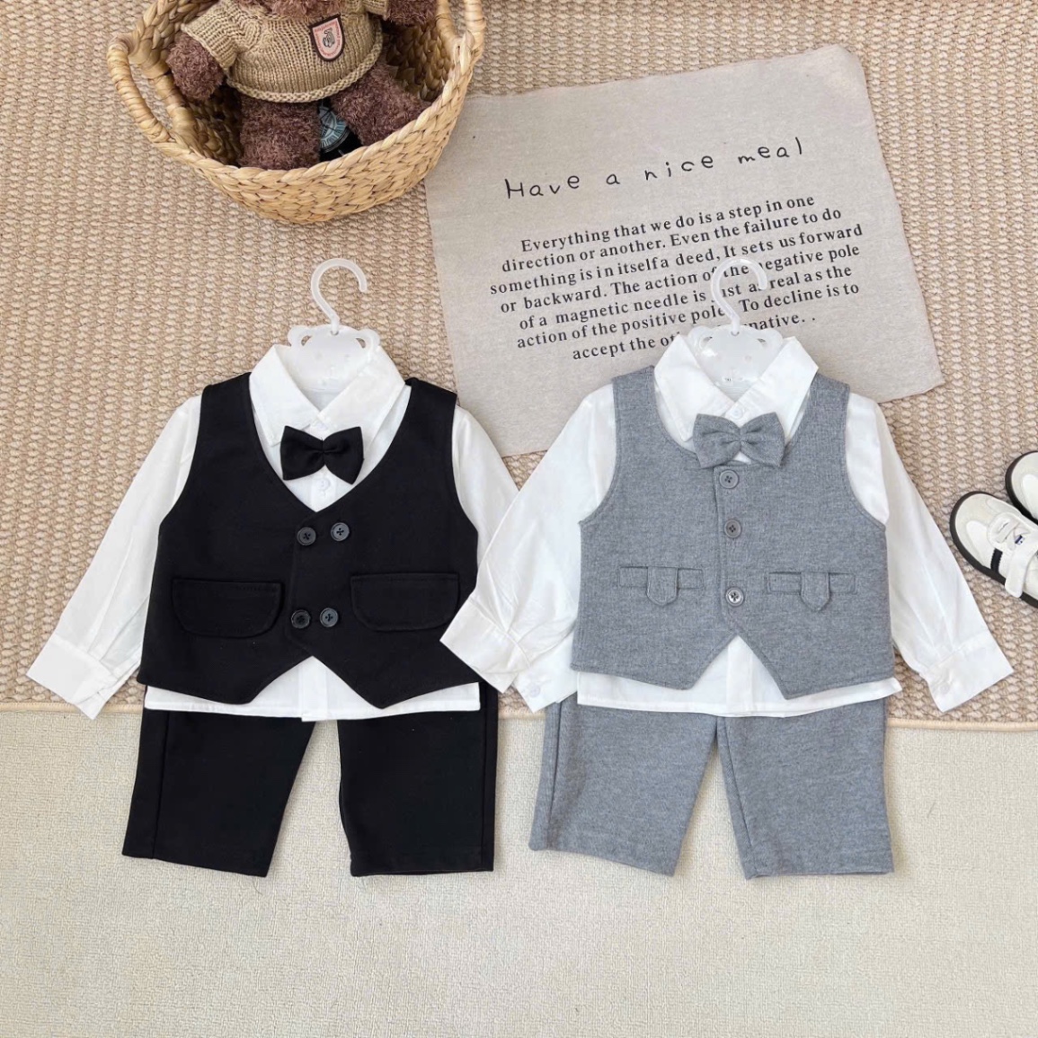 T130 - SET BÉ TRAI 3CT GILE DẠ MIX ÁO SƠ MI