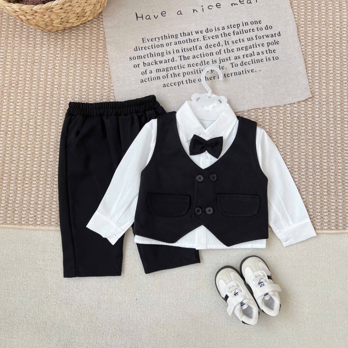 T130 - SET BÉ TRAI 3CT GILE DẠ MIX ÁO SƠ MI