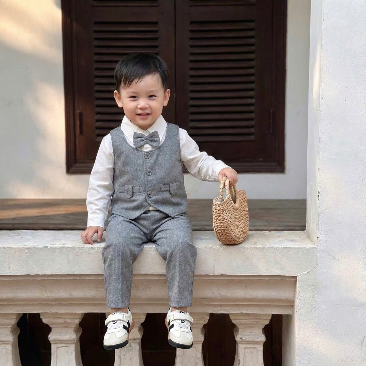 T130 - SET BÉ TRAI 3CT GILE DẠ MIX ÁO SƠ MI