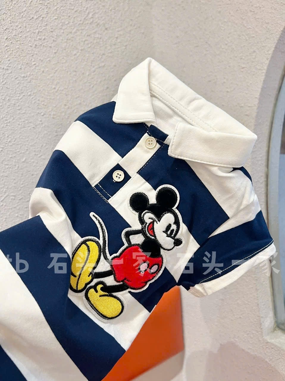 AB878 - SET 2 ÁO POLO BÉ TRAI THÊU MICKEY KẺ THAN TRẮNG