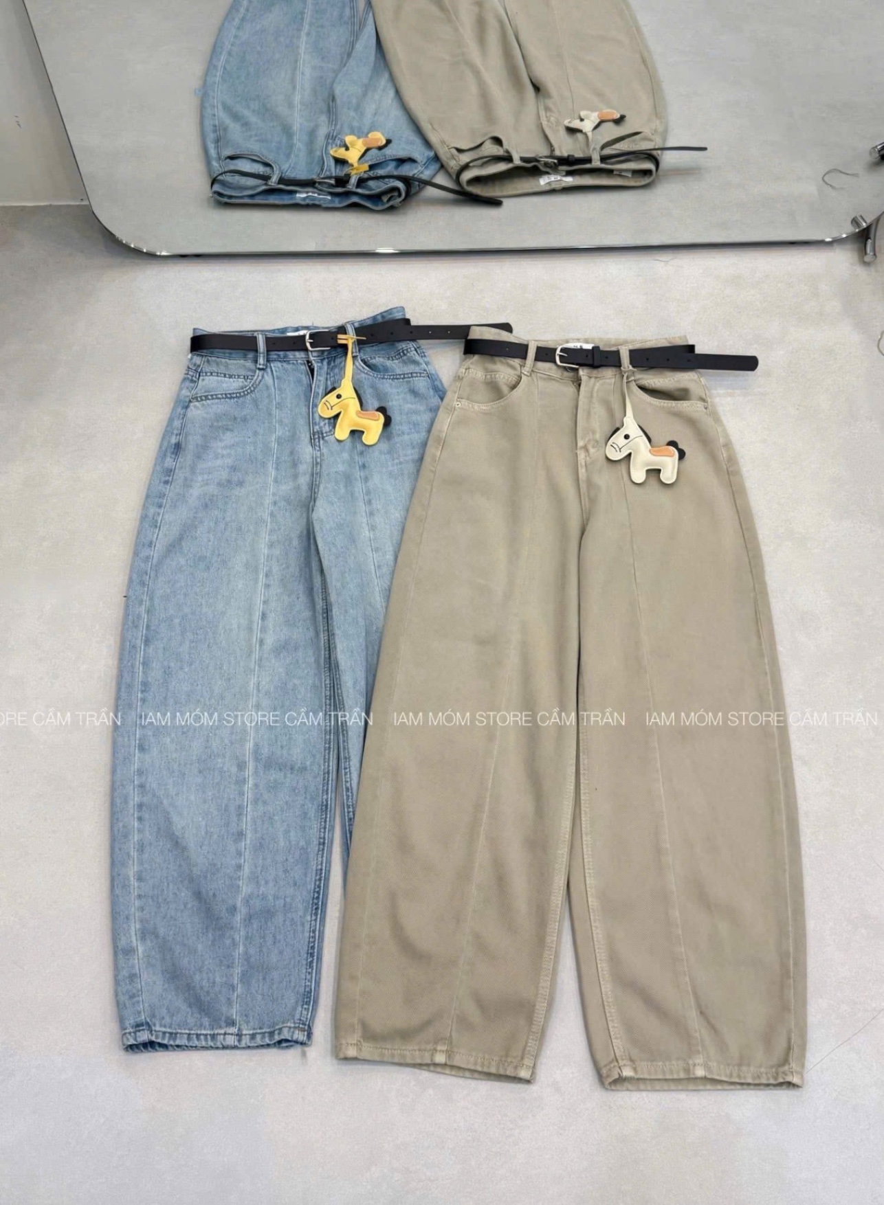 QNU668 - QUẦN JEANS BAGGY SUÔNG GÂN GIỮA CAN MIỆNG TÚI