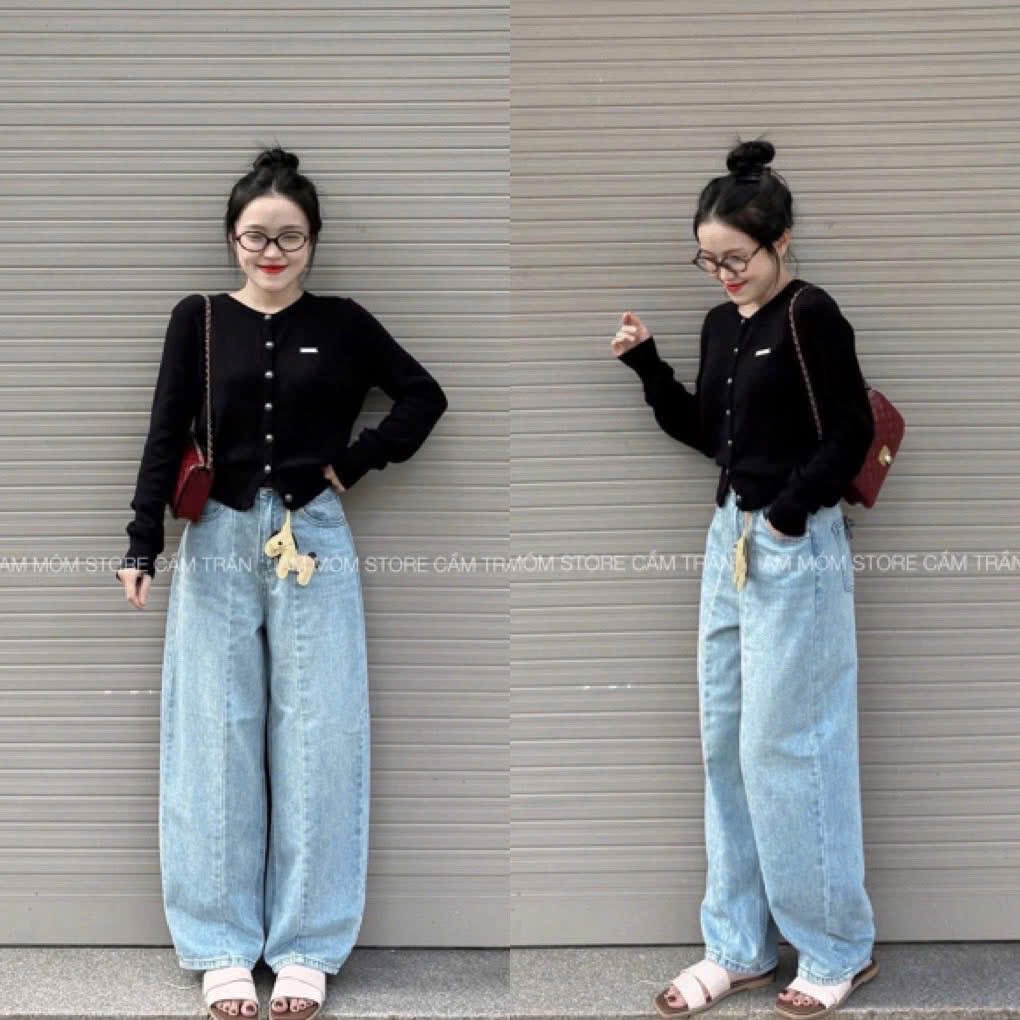 QNU668 - QUẦN JEANS BAGGY SUÔNG GÂN GIỮA CAN MIỆNG TÚI