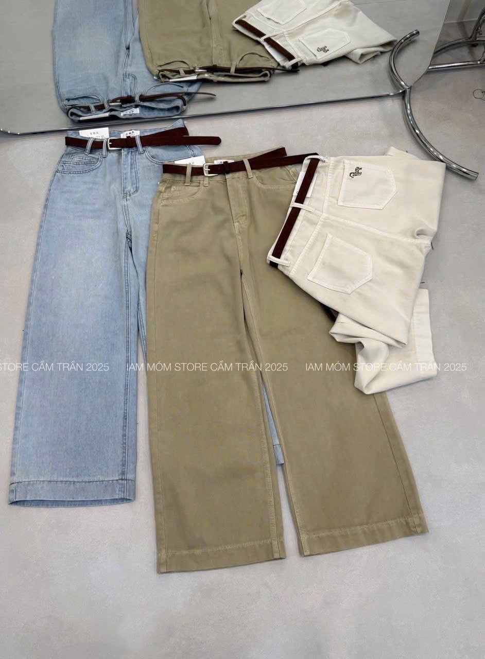 QNU671 - QUẦN JEANS SUÔNG THÊU TÚI CHÓ
