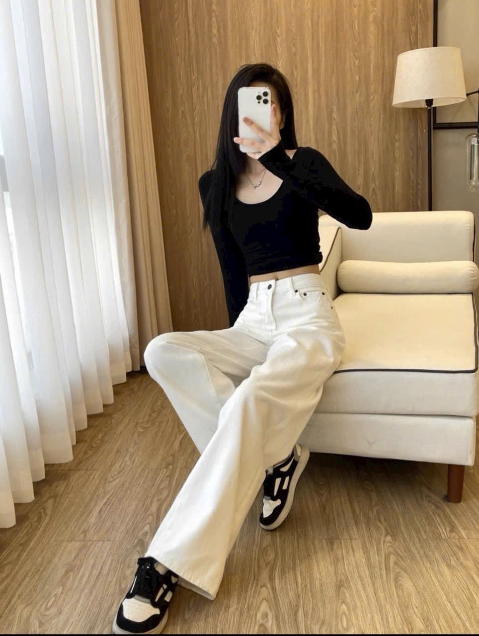 QNU669 - QUẦN JEANS SUÔNG BE MÁC DA WGWE M686