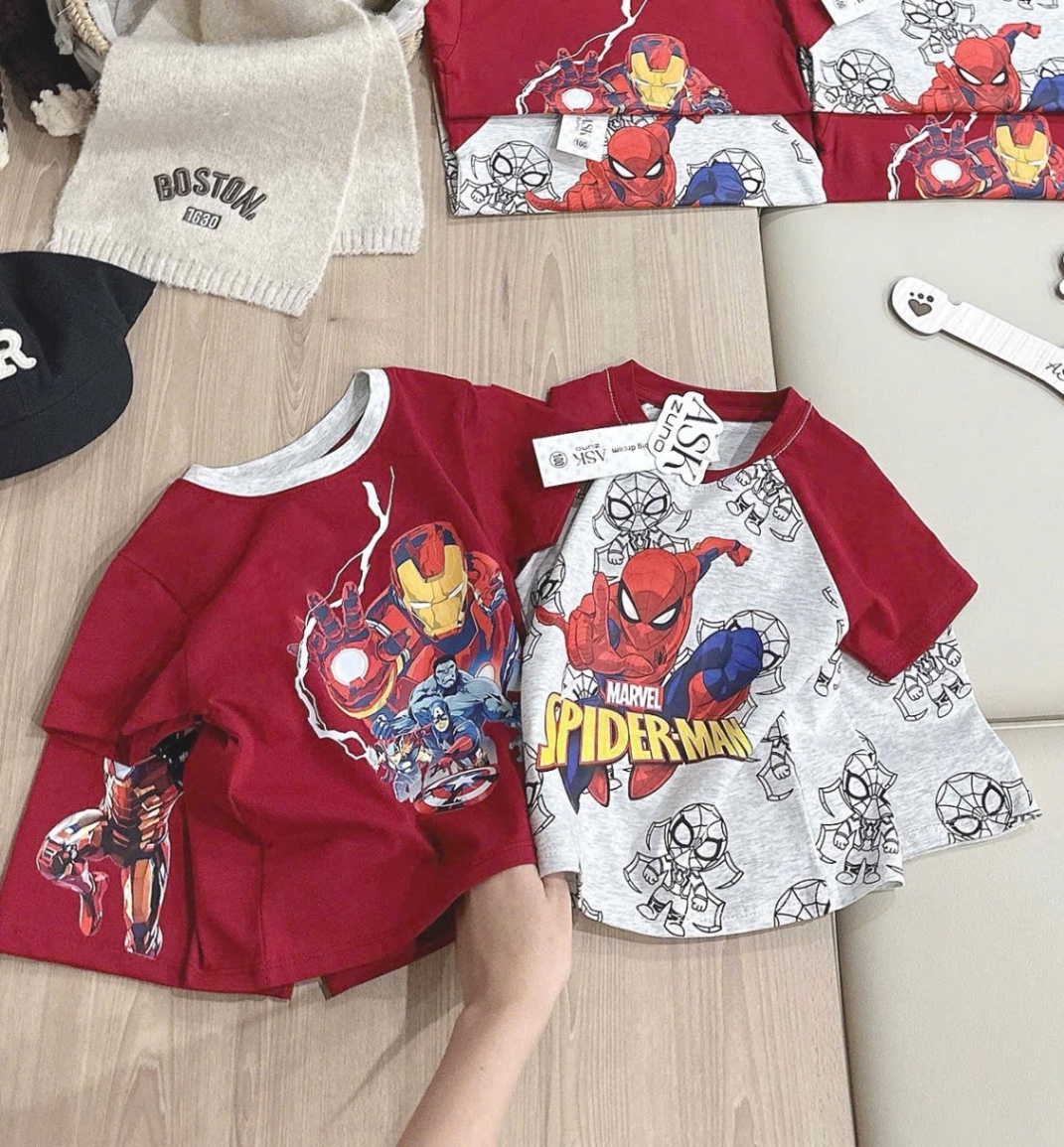 T145 - SET 2 BỘ ĐÙI BÉ TRAI MARVEL IRONMAN đỏ ghi