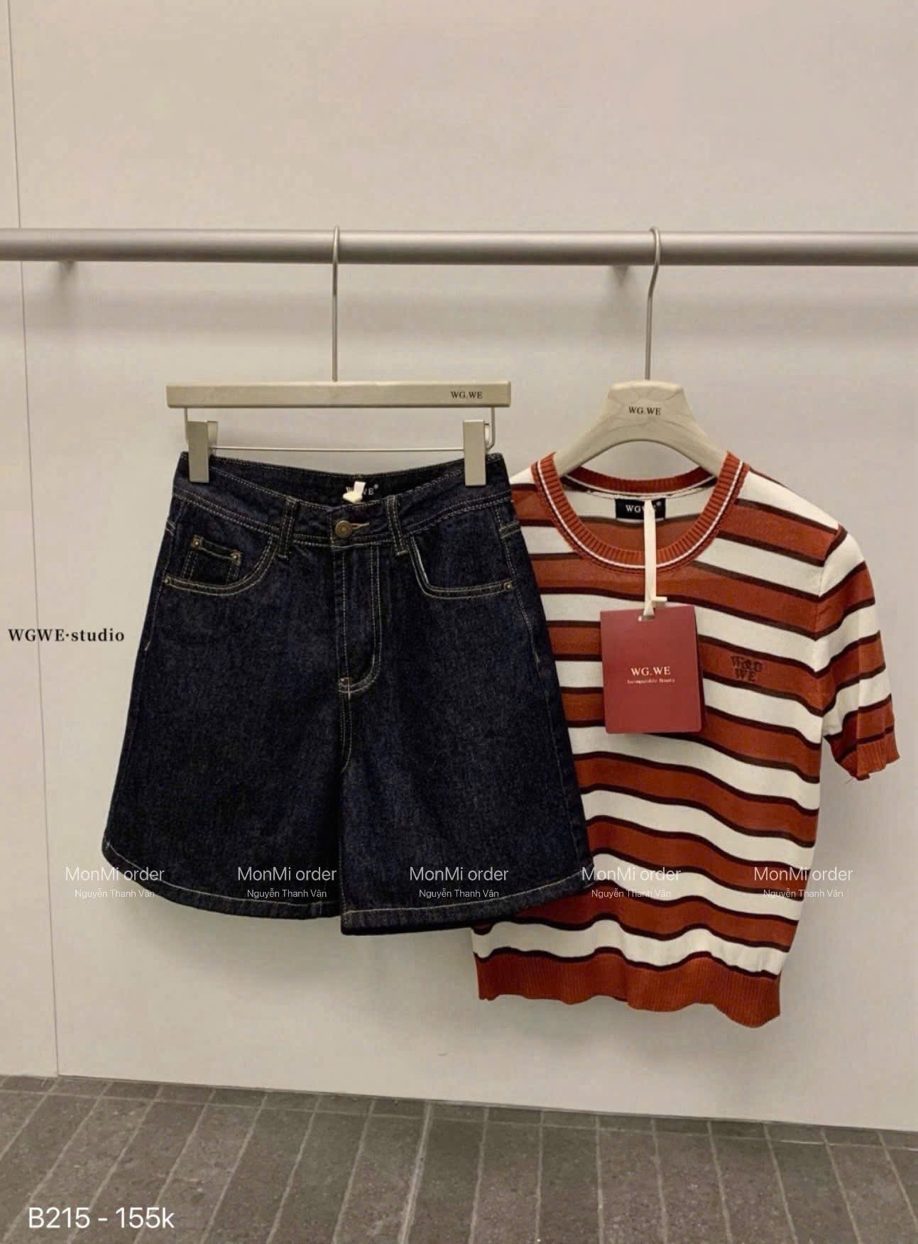 QNU676 - QUẦN SOOC JEANS NỮ XANH ĐẬM ỐNG RỘNG