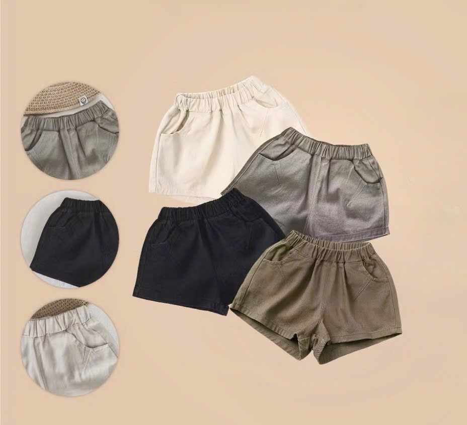 QB373 - SET 4 QUẦN BÉ TRAI KAKI đen nâu xám be