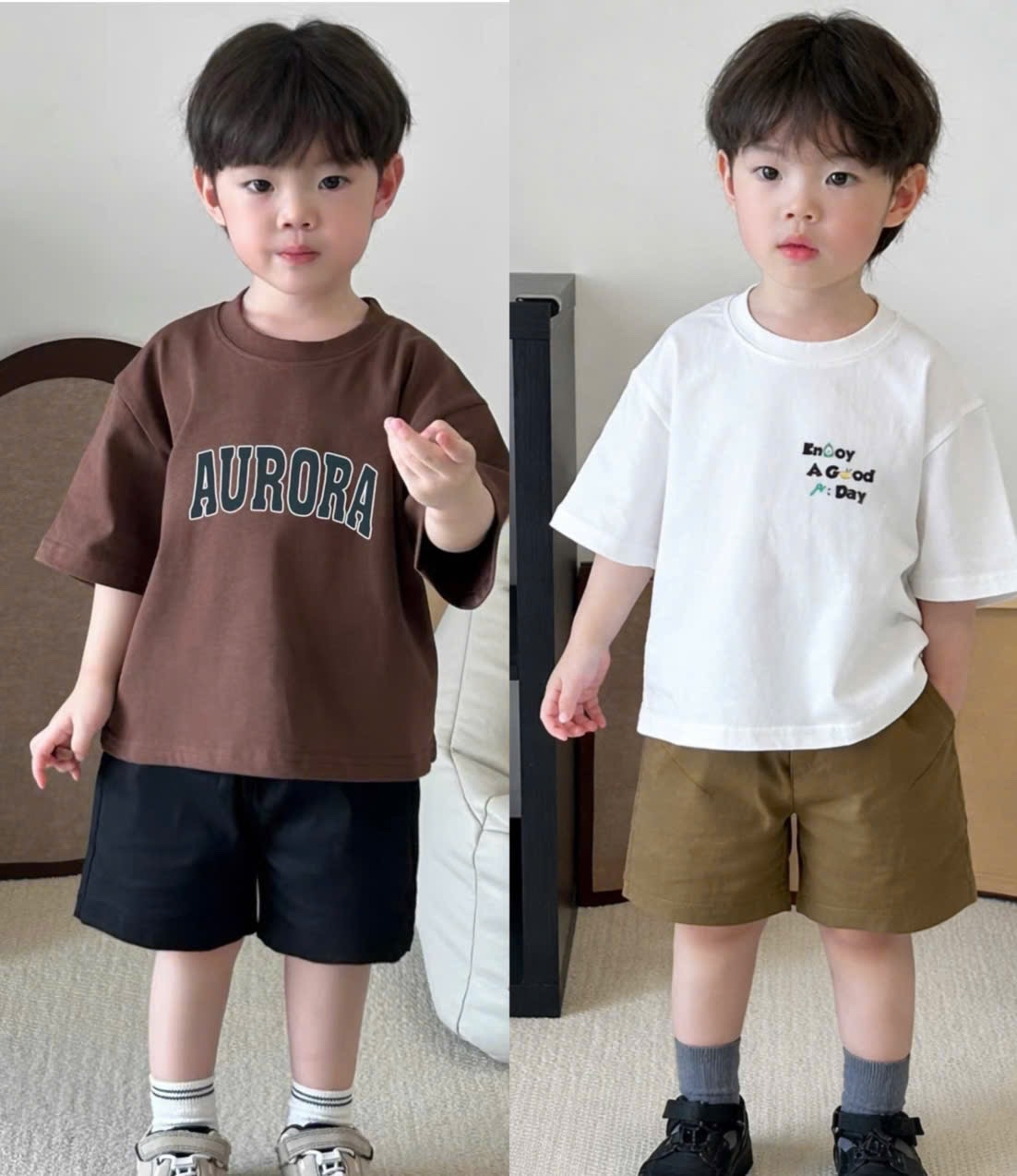 QB373 - SET 4 QUẦN BÉ TRAI KAKI đen nâu xám be