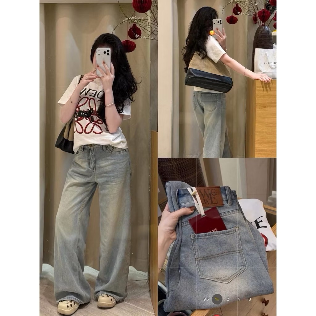 QNU681 - QUẦN JEANS SUÔNG XANH BẠC MÀI GỐI WgWe