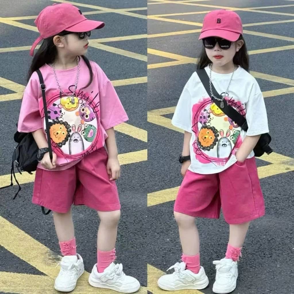 G917 - SET BÉ GÁI SIZE ĐẠI ÁO PHÔNG Smile QUẦN KAKI RỘNG