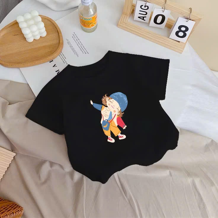 AB888 - SET 4 ÁO BÉ GÁI PHÔNG HOA CÔ GÁI đen hồng be