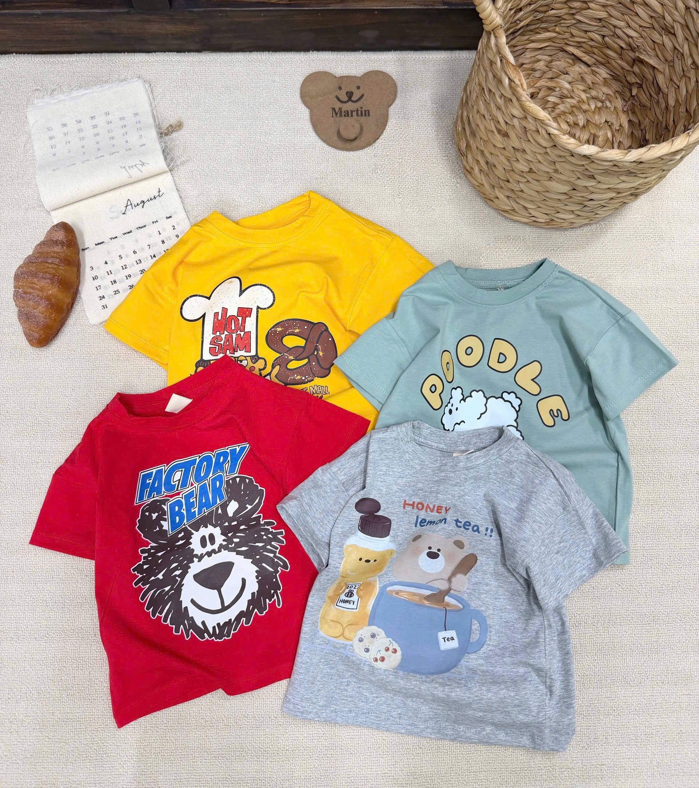 AB893 - SET 4 ÁO BÉ TRAI CỘC HÌNH THÚ đỏ vàng xanh xám