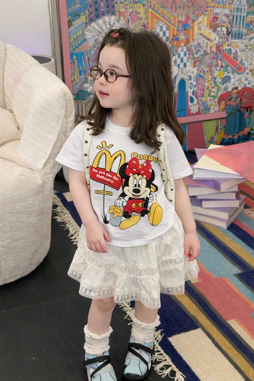 AB901 - SET 3 ÁO BÉ GÁI XƯỢC MICKEY tím hồng trắng
