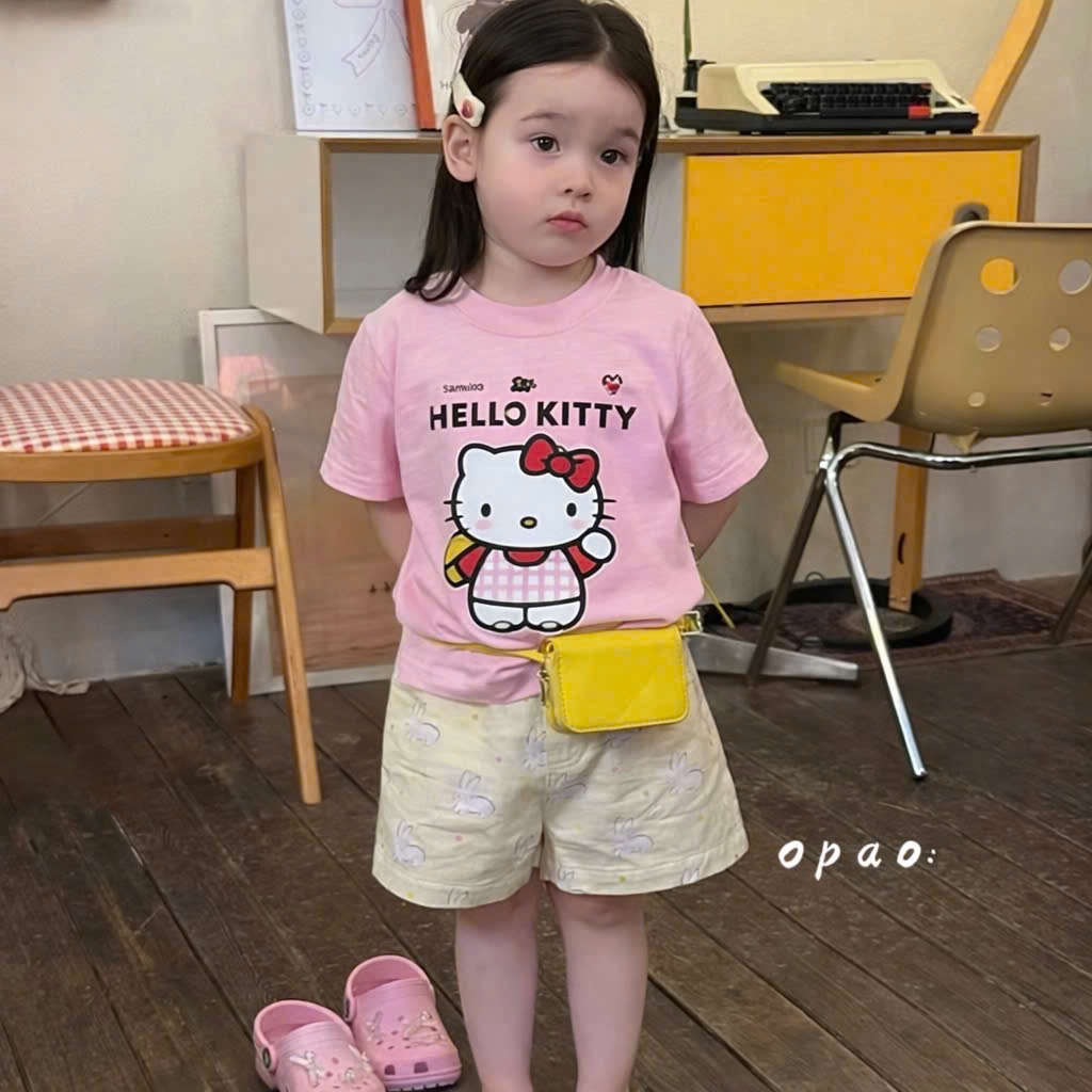 AB902 - SET 3 ÁO BÉ GÁI CỘC TAY HELLO KITTY than đỏ hồng