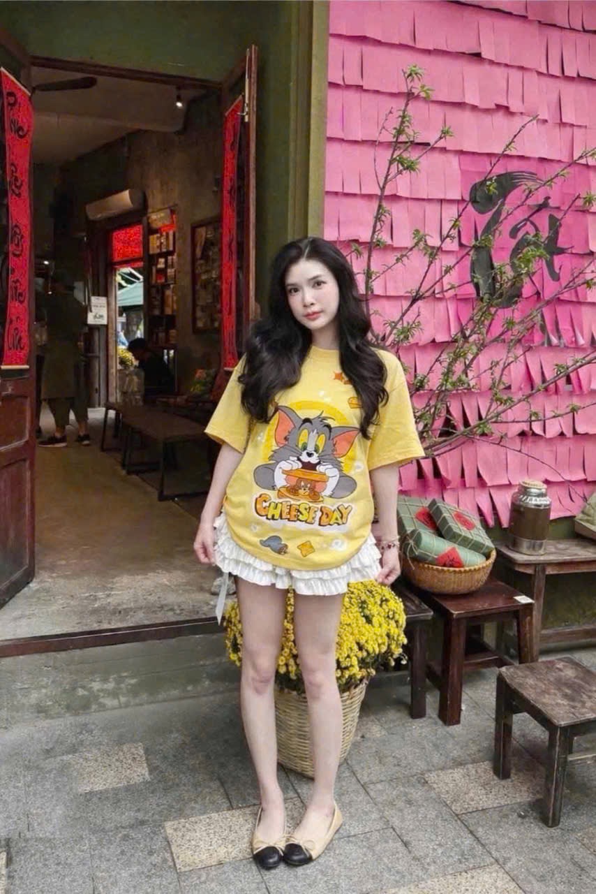AB904 - ÁO PHÔNG ĐÔI MẸ BÉ VÀNG TOM JERRY CHEESE DAY