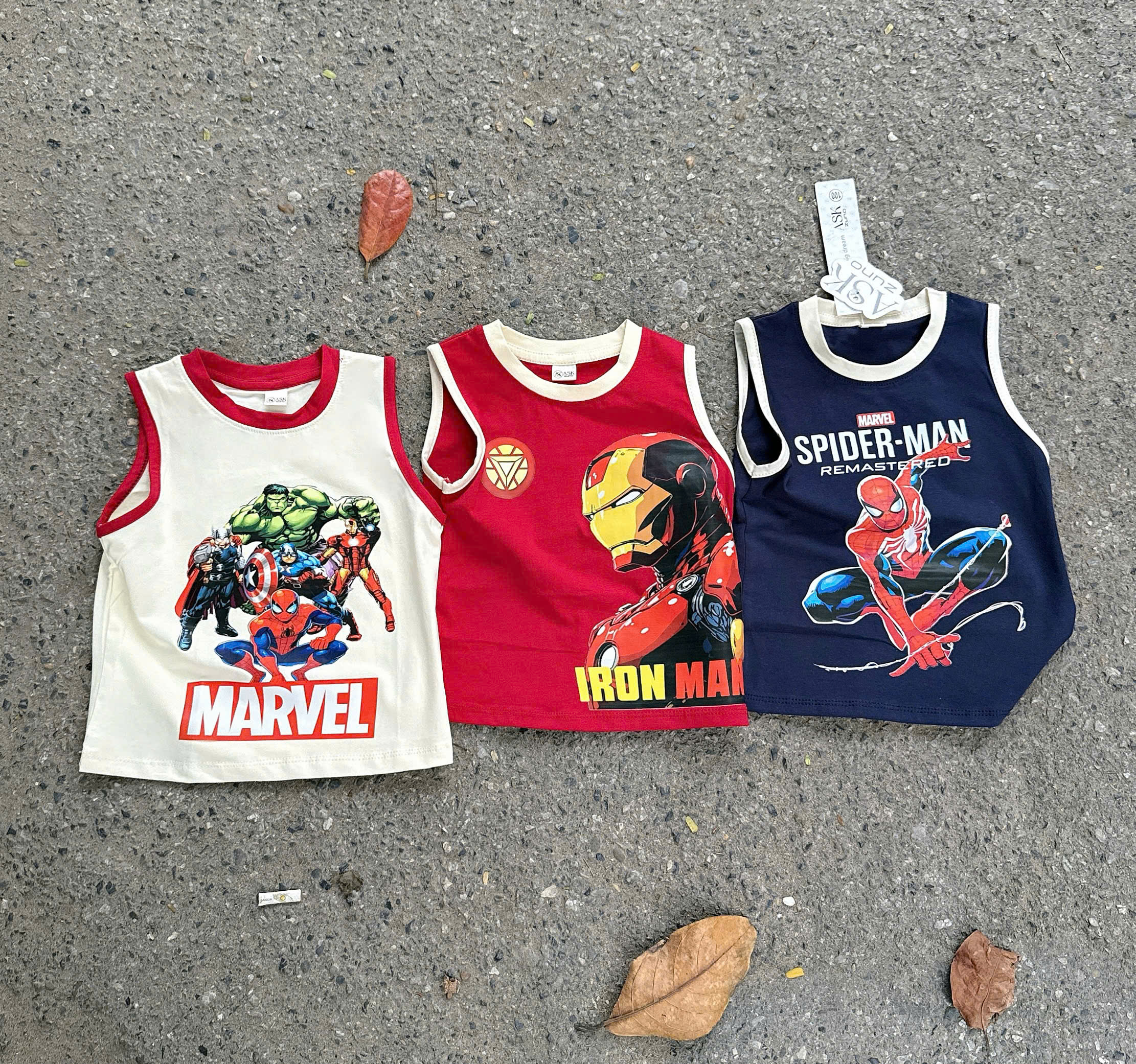 AB919 - SET 3 ÁO BA LỖ BÉ TRAI SPIDERMAN than đỏ be