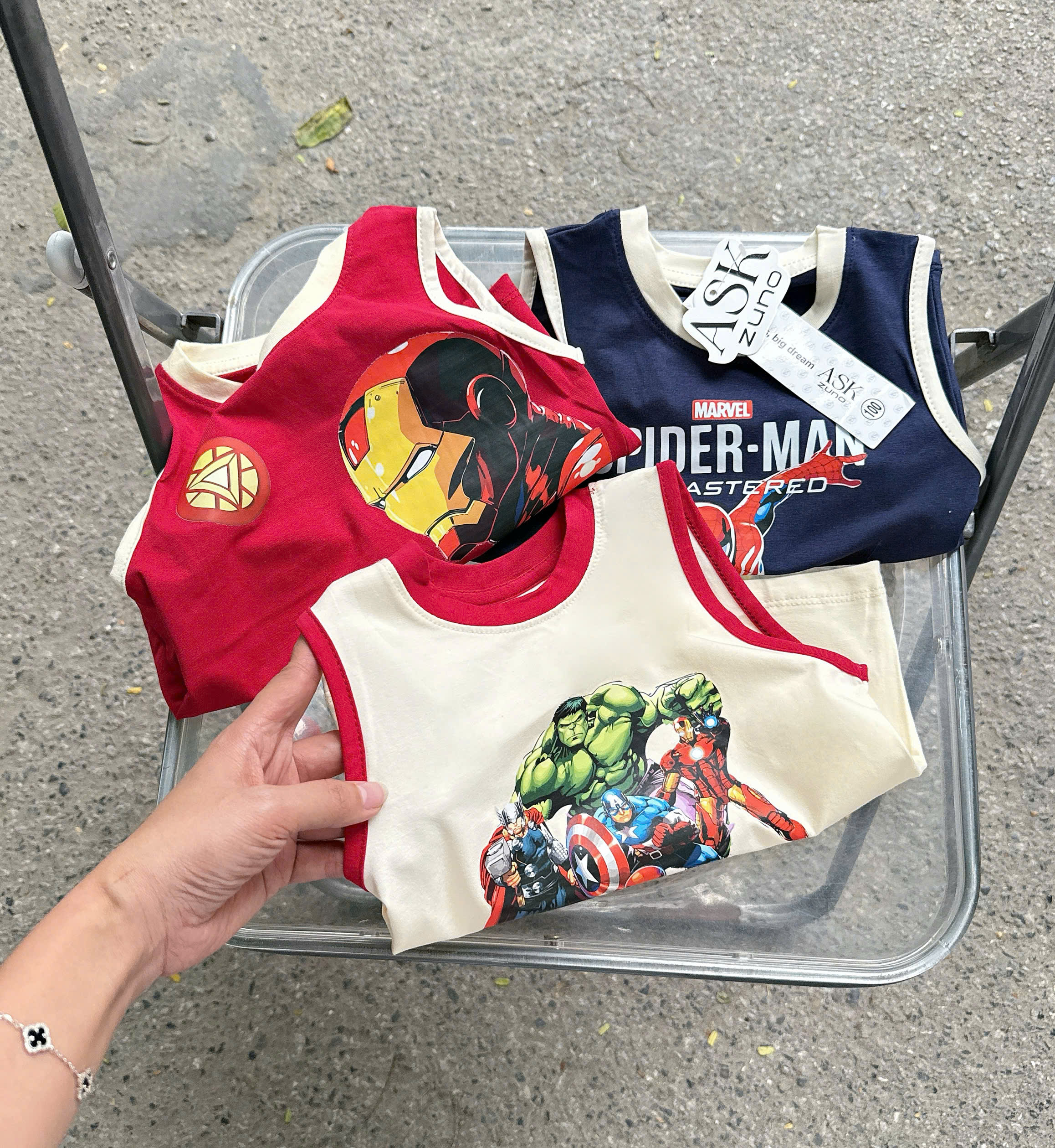 AB919 - SET 3 ÁO BA LỖ BÉ TRAI SPIDERMAN than đỏ be