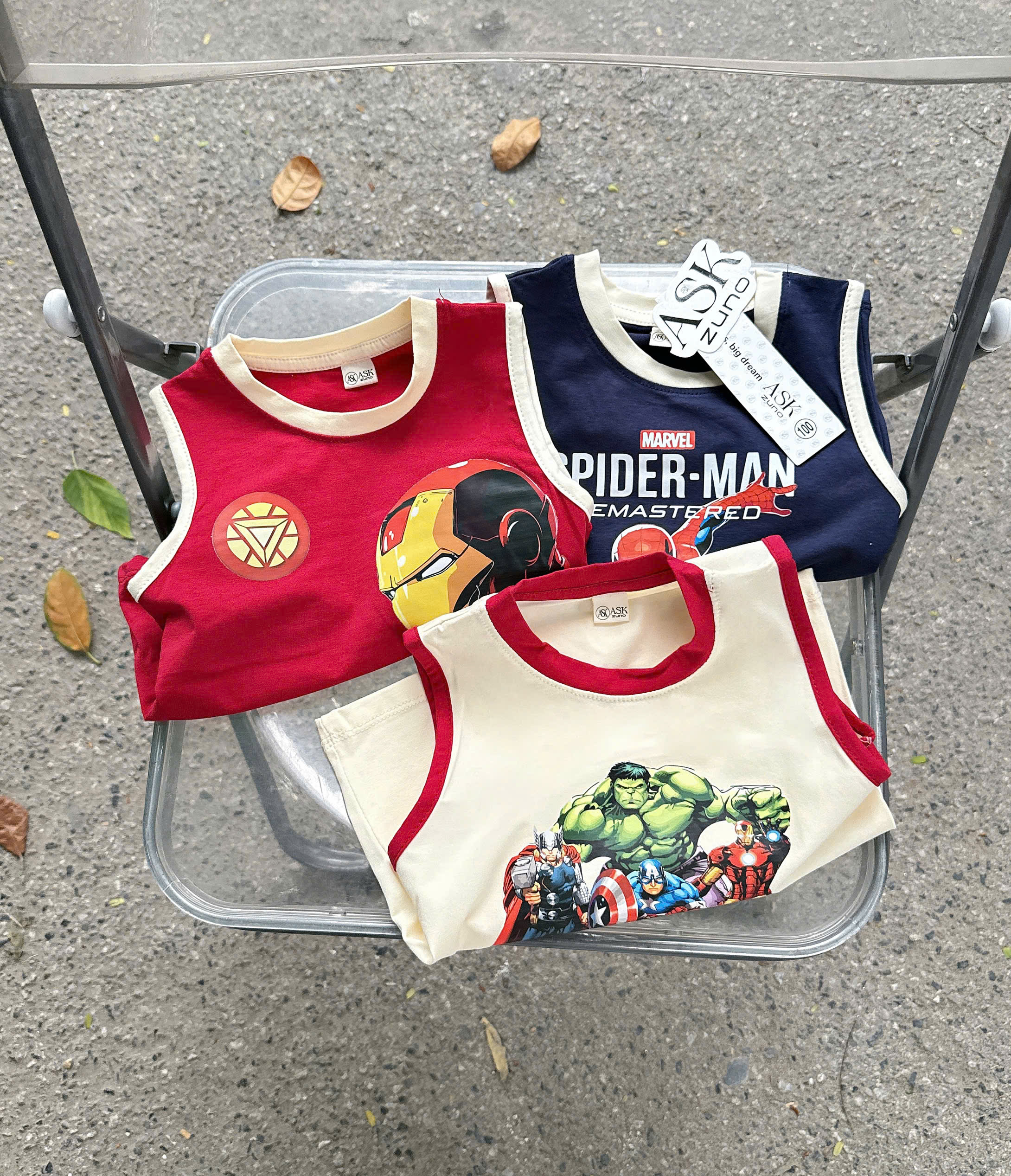 AB919 - SET 3 ÁO BA LỖ BÉ TRAI SPIDERMAN than đỏ be