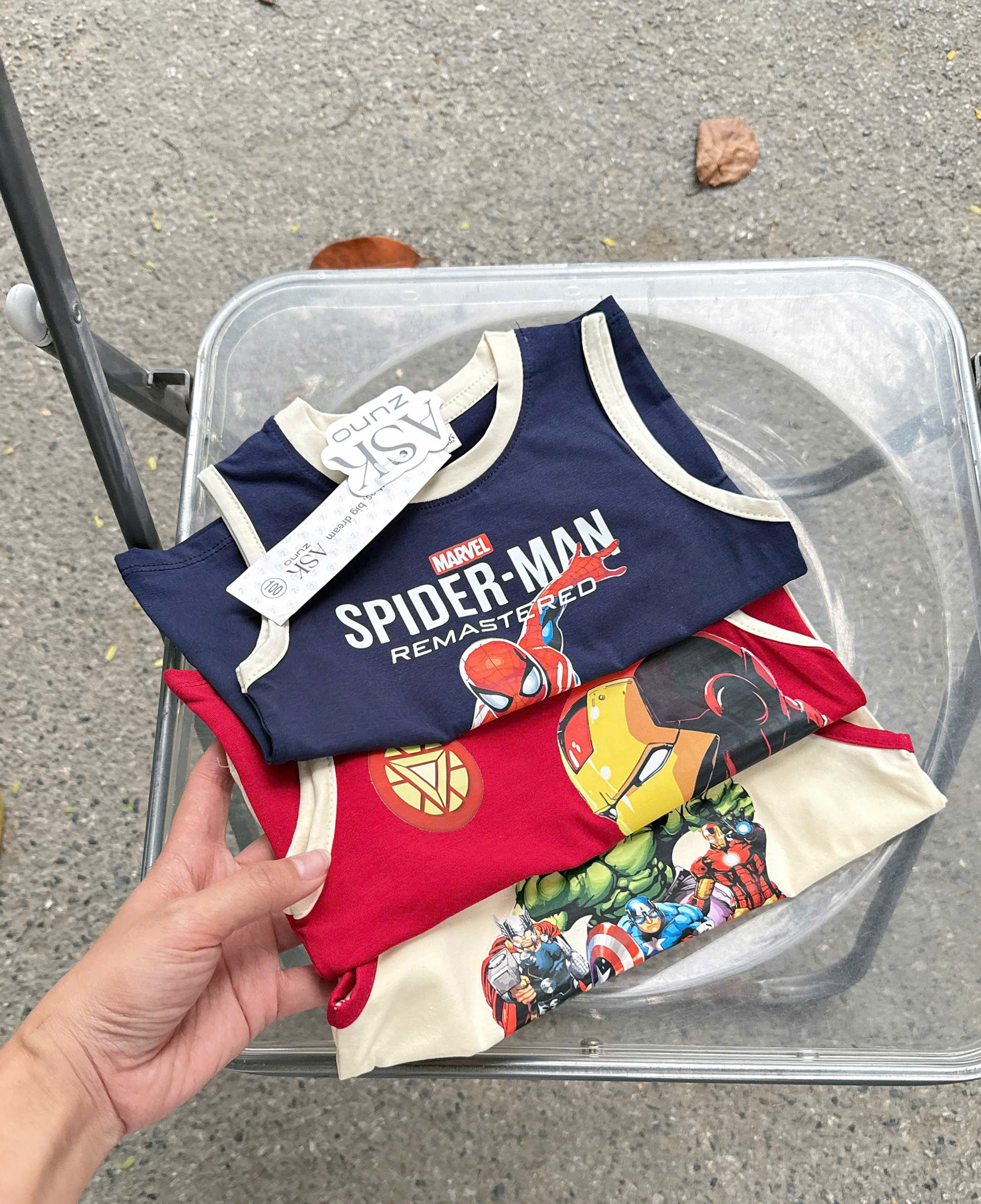 AB919 - SET 3 ÁO BA LỖ BÉ TRAI SPIDERMAN than đỏ be