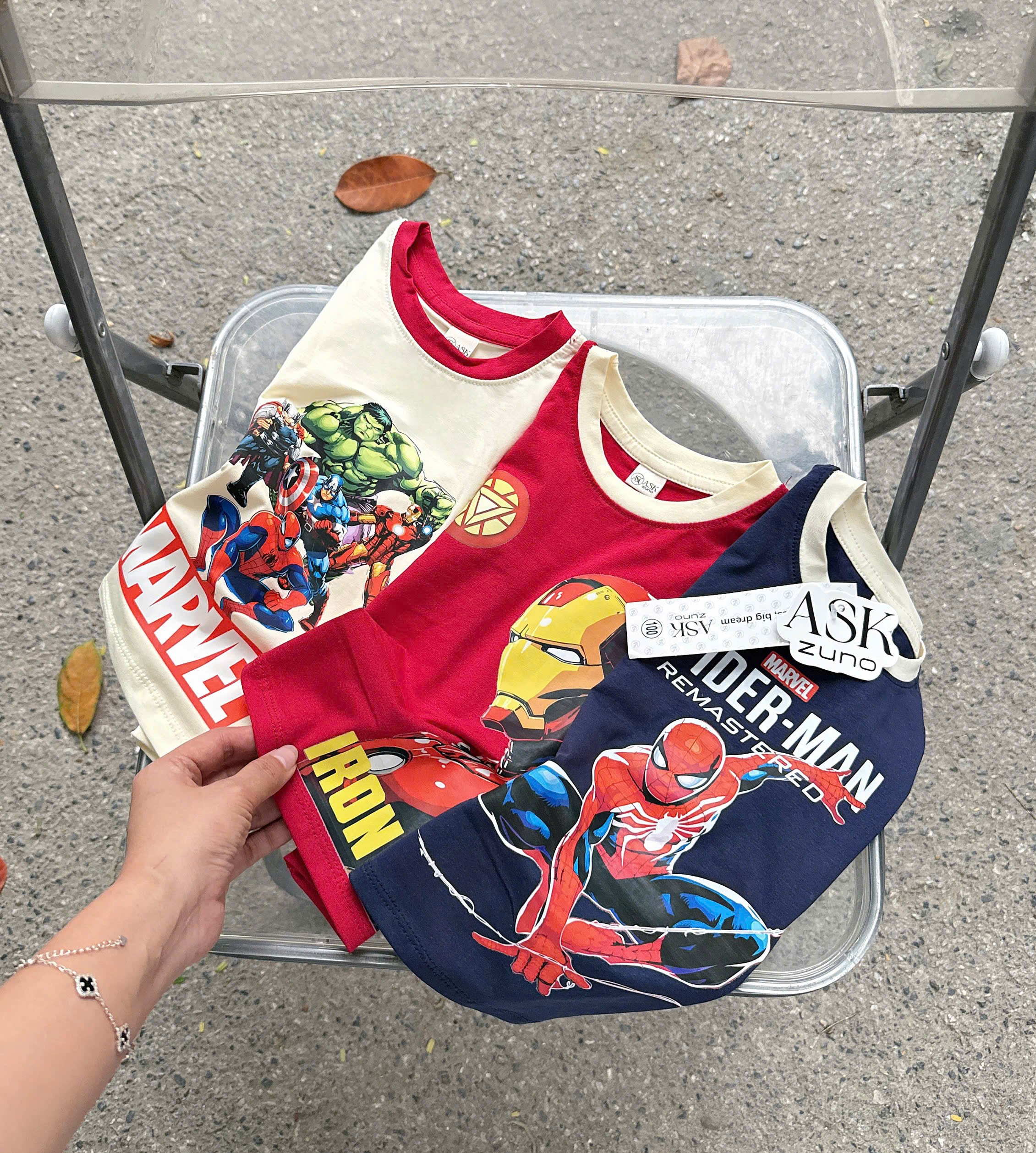 AB919 - SET 3 ÁO BA LỖ BÉ TRAI SPIDERMAN than đỏ be