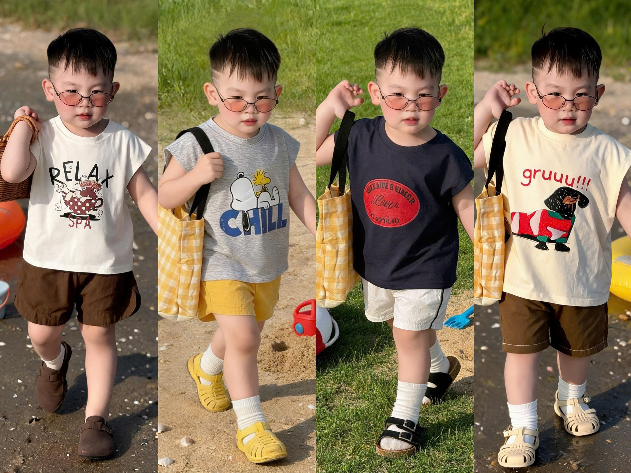 AB921 - SET 4 ÁO BÉ TRAI BA LỖ SUMMER RELAX