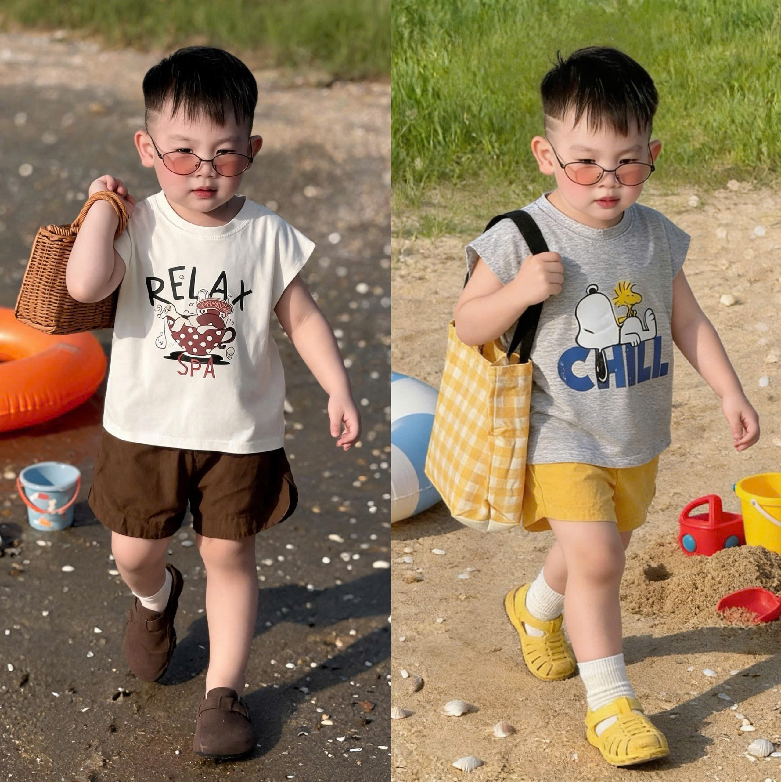 AB921 - SET 4 ÁO BÉ TRAI BA LỖ SUMMER RELAX