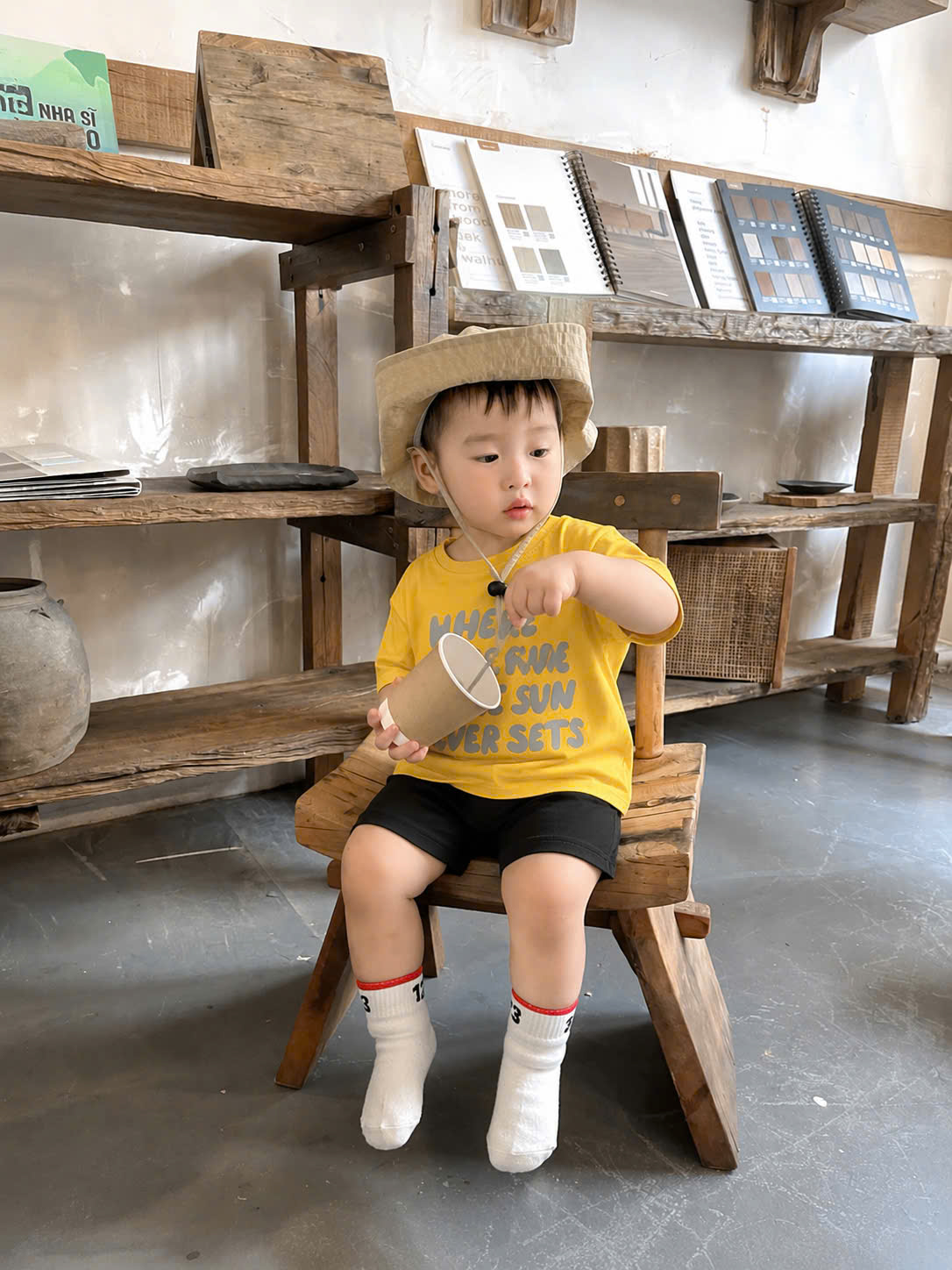 AB924 - SET 3 ÁO BÉ CỘC TAY SUMMER đen vàng trắng