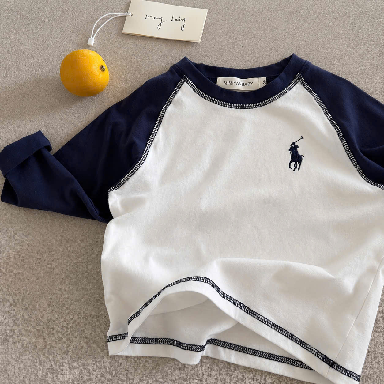 AB931 - SET 4 ÁO BÉ TRAI DÀI TAY RAGLAN KỊ SĨ PHỐI MÀU than vàng trắng