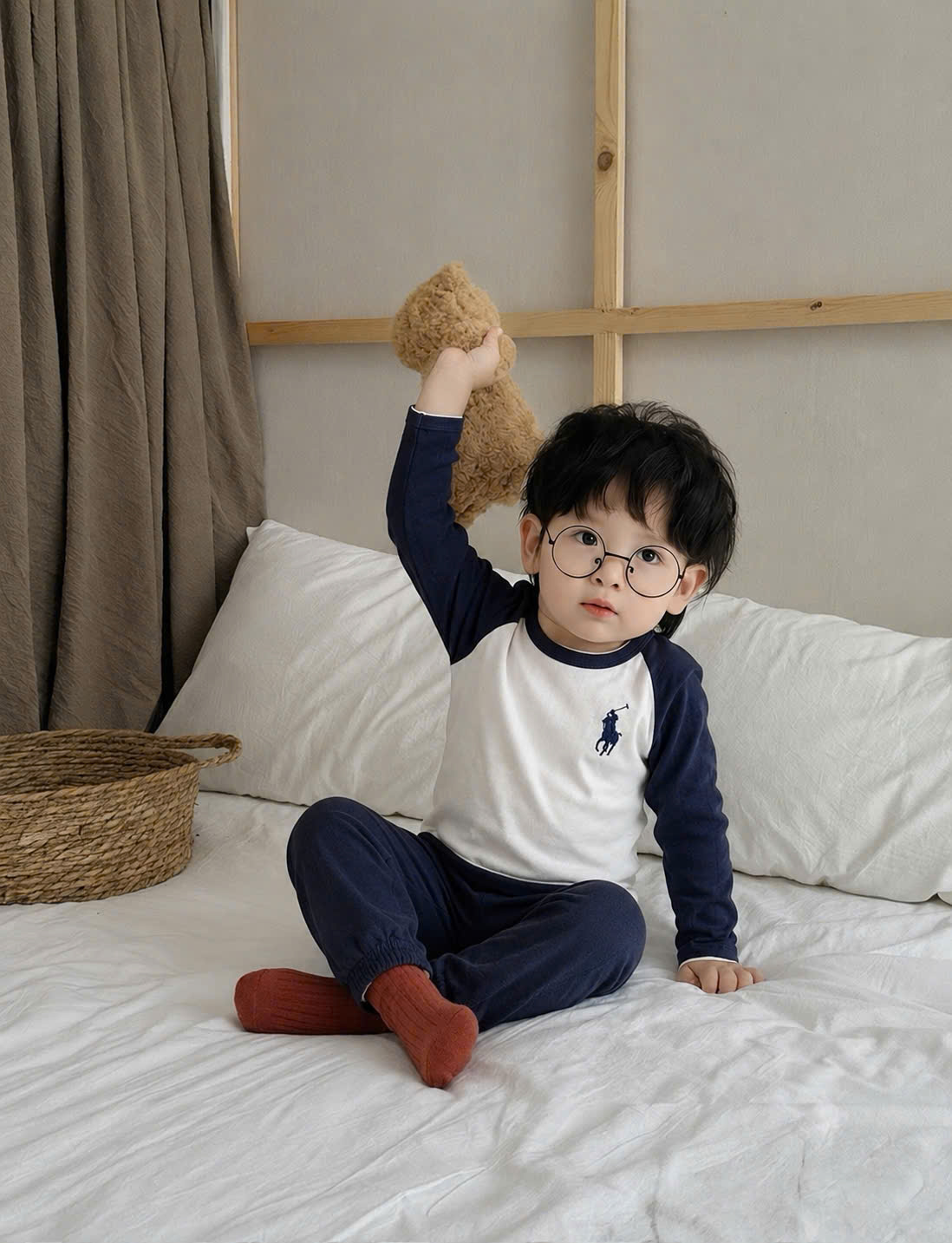 AB931 - SET 4 ÁO BÉ TRAI DÀI TAY RAGLAN KỊ SĨ PHỐI MÀU than vàng trắng