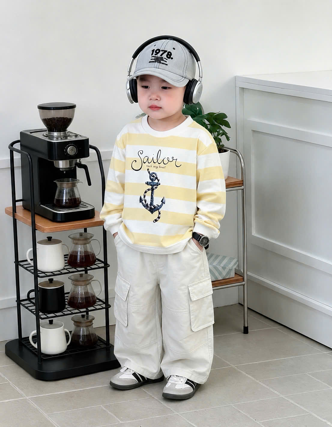 AB934 - SET 3 ÁO BÉ TRAI DÀI TAY THUN GIẤY GẤU CHÓ TINY kẻ trắng