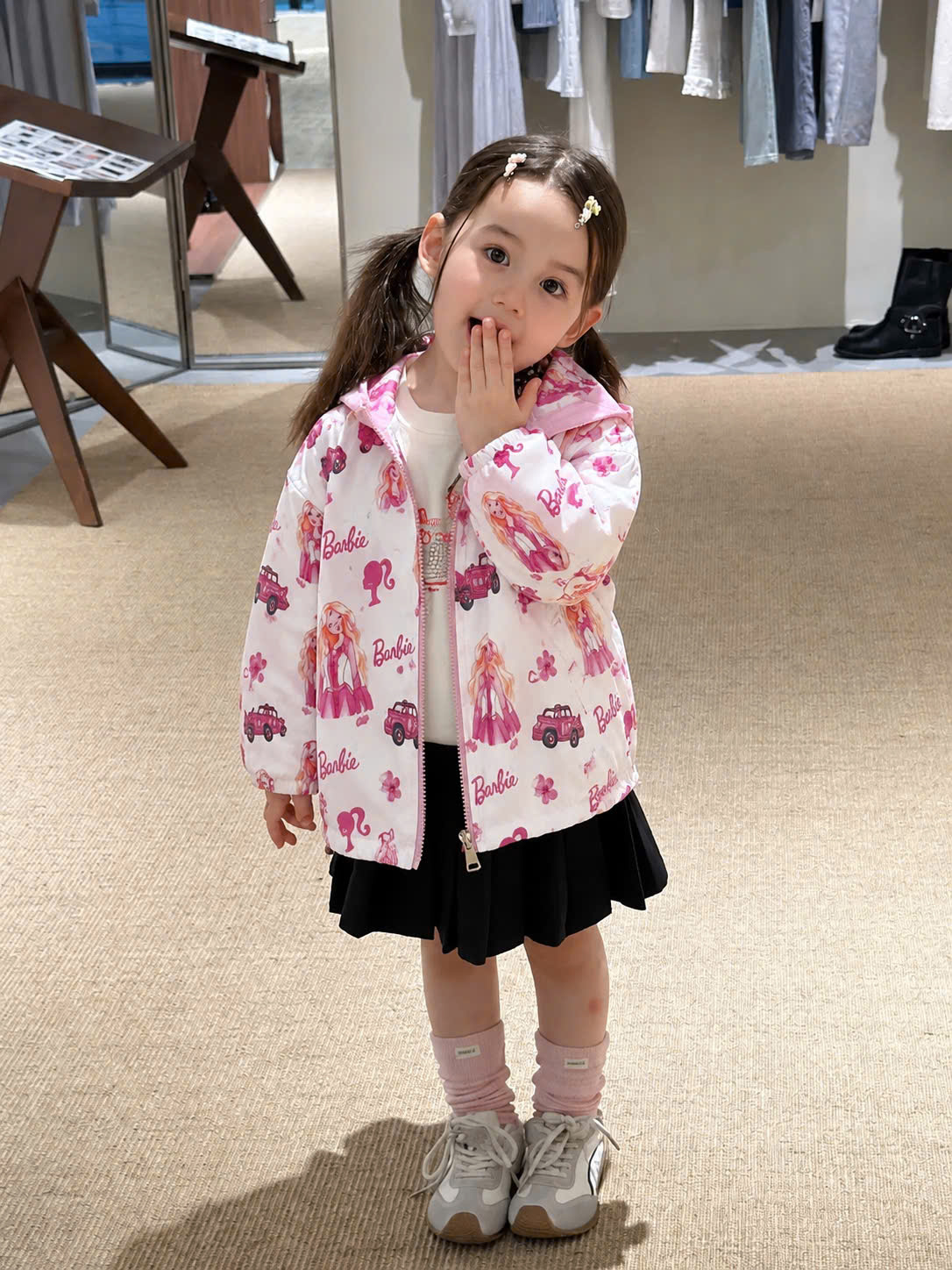 AB950 - ÁO KHOÁC GIÓ BÉ GÁI HỒNG 2 MẶT Barbie