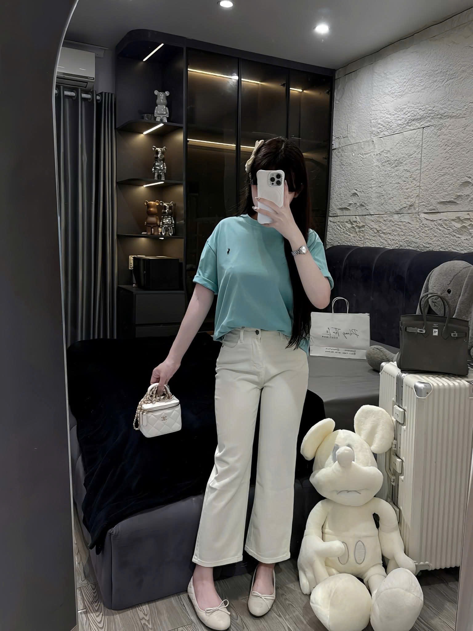 ANU366 - ÁO PHÔNG NỮ XANH NGỌC THÊU KỊ SĨ
