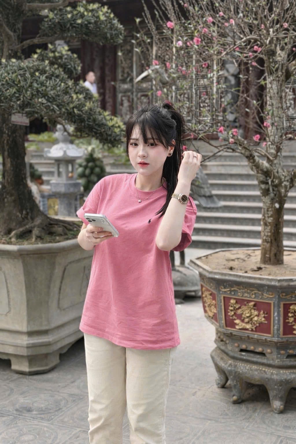 ANU372 - SET 2 ÁO PHÔNG NỮ THÊU KỊ SĨ than hồng