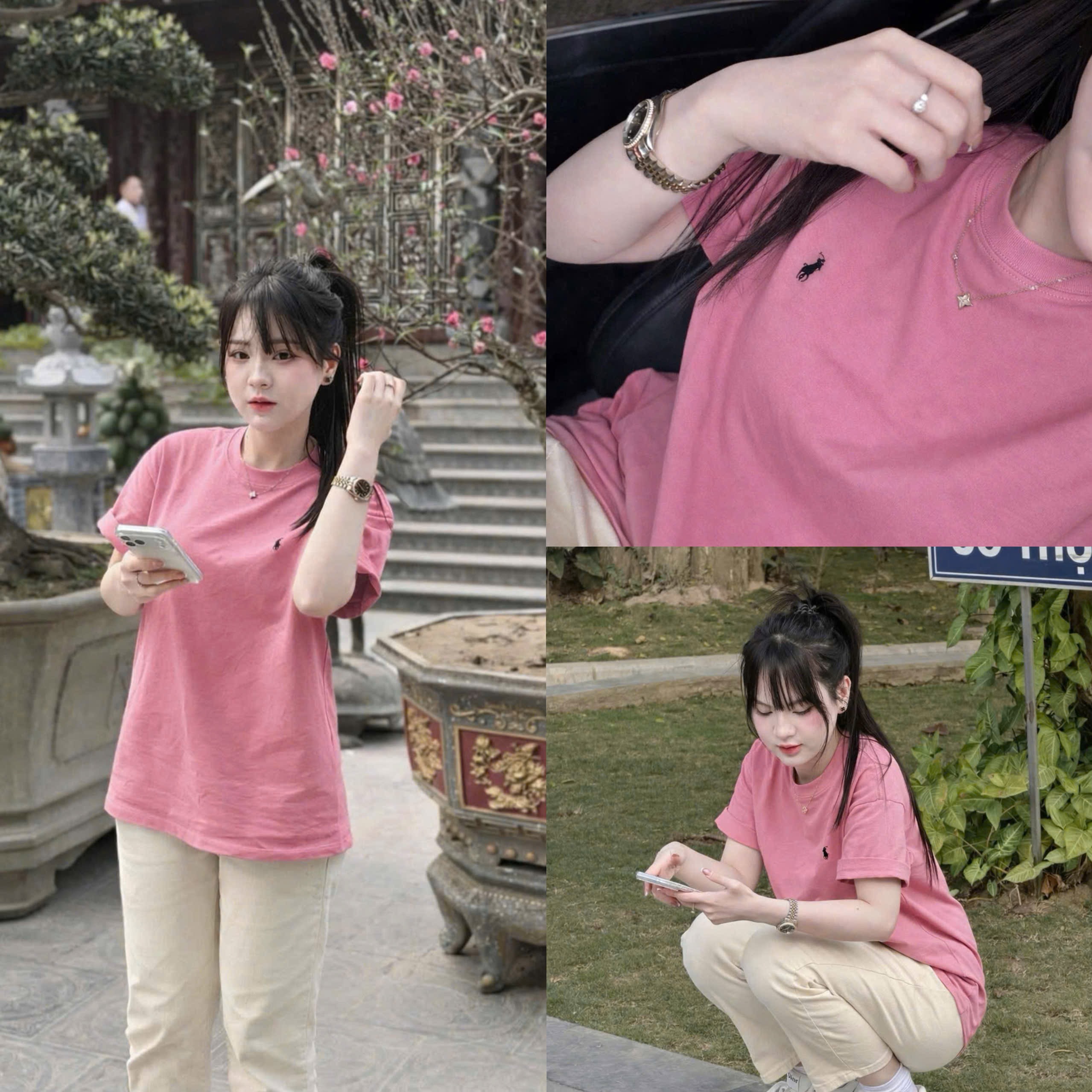 ANU372 - SET 2 ÁO PHÔNG NỮ THÊU KỊ SĨ than hồng