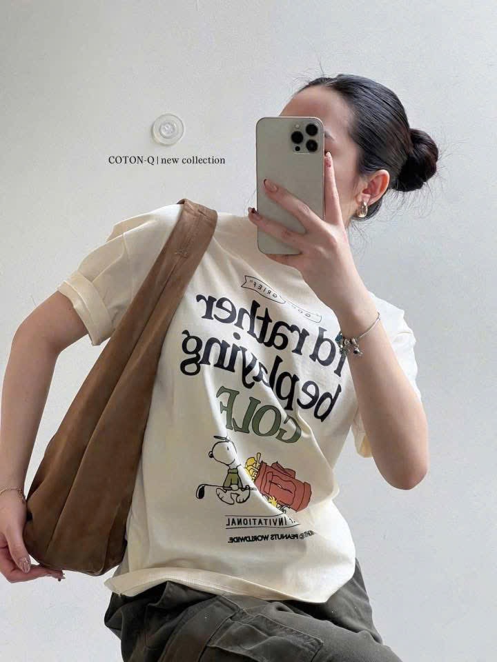ANU373 - ÁO PHÔNG NỮ MÀU BE CHÓ rather GOLF