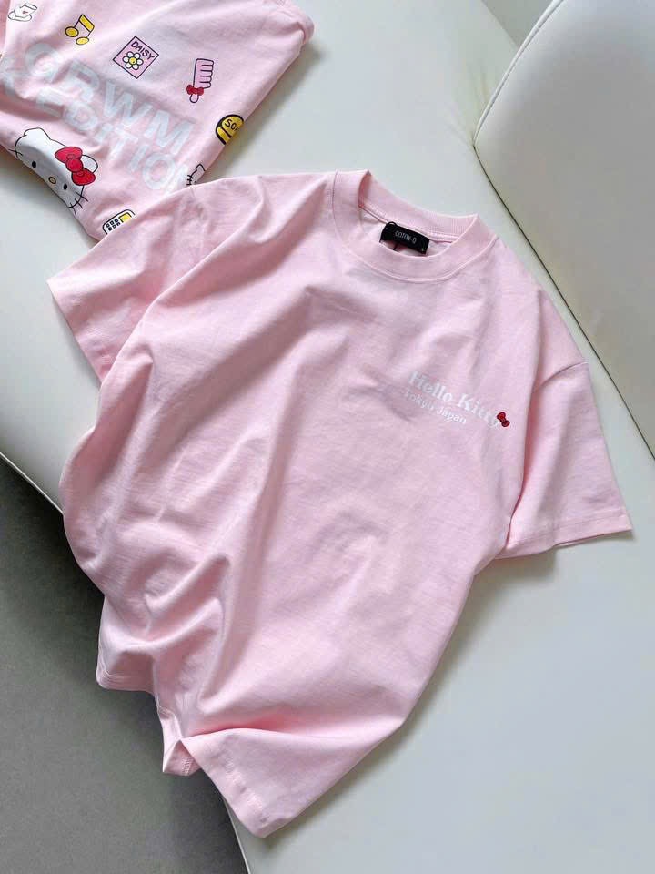 ANU386 - ÁO PHÔNG NỮ HỒNG Hello Kitty