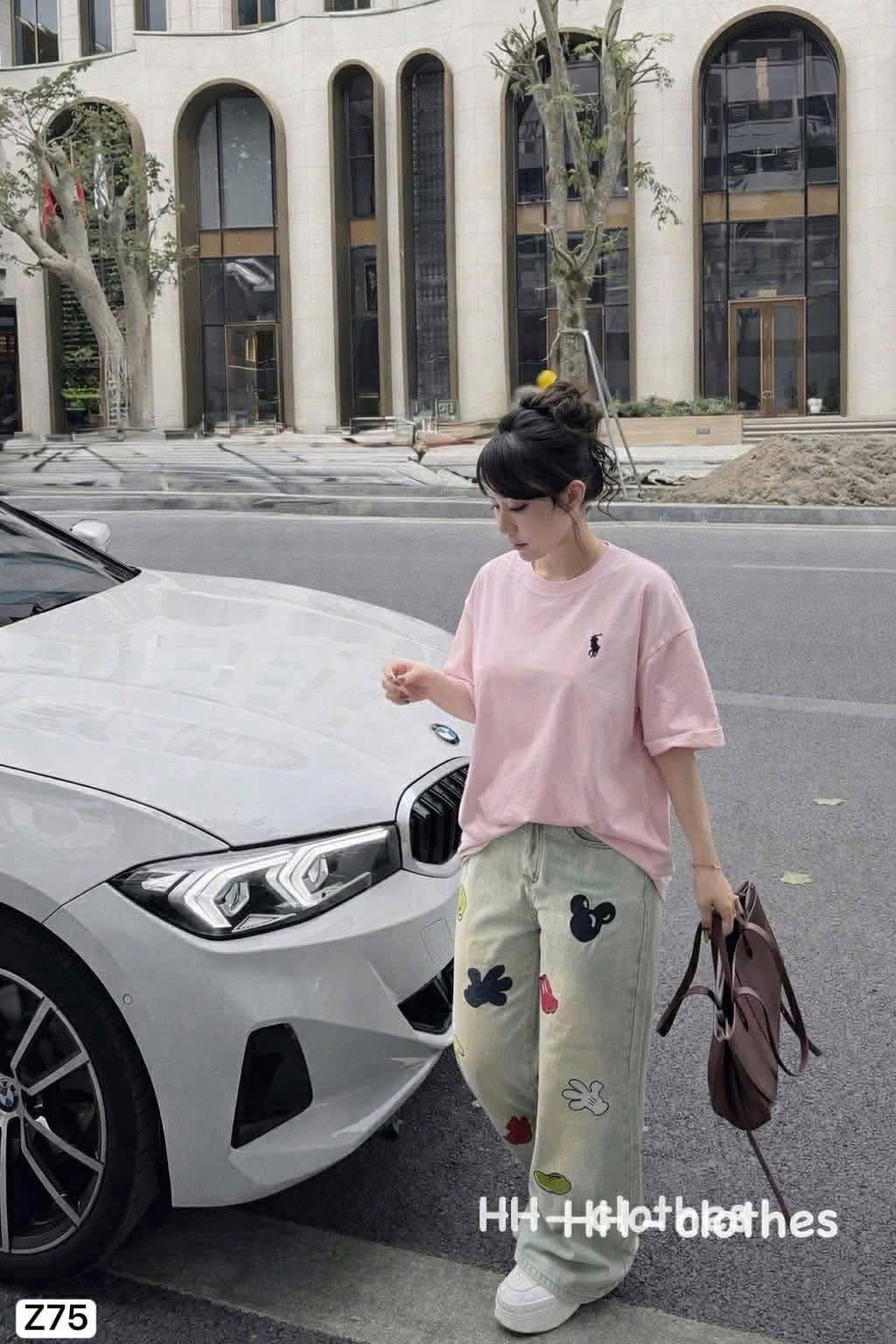 ANU407 - SET 2 ÁO PHÔNG NỮ THÊU KỊ SĨ vàng hồng