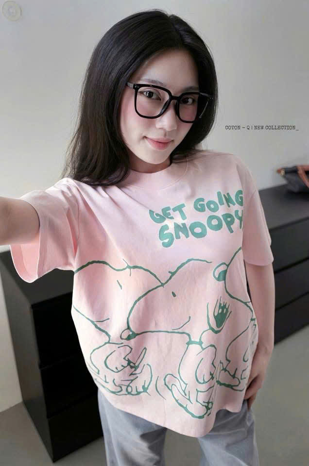 ANU411 - ÁO PHÔNG NỮ HỒNG CHÓ SNOOPY