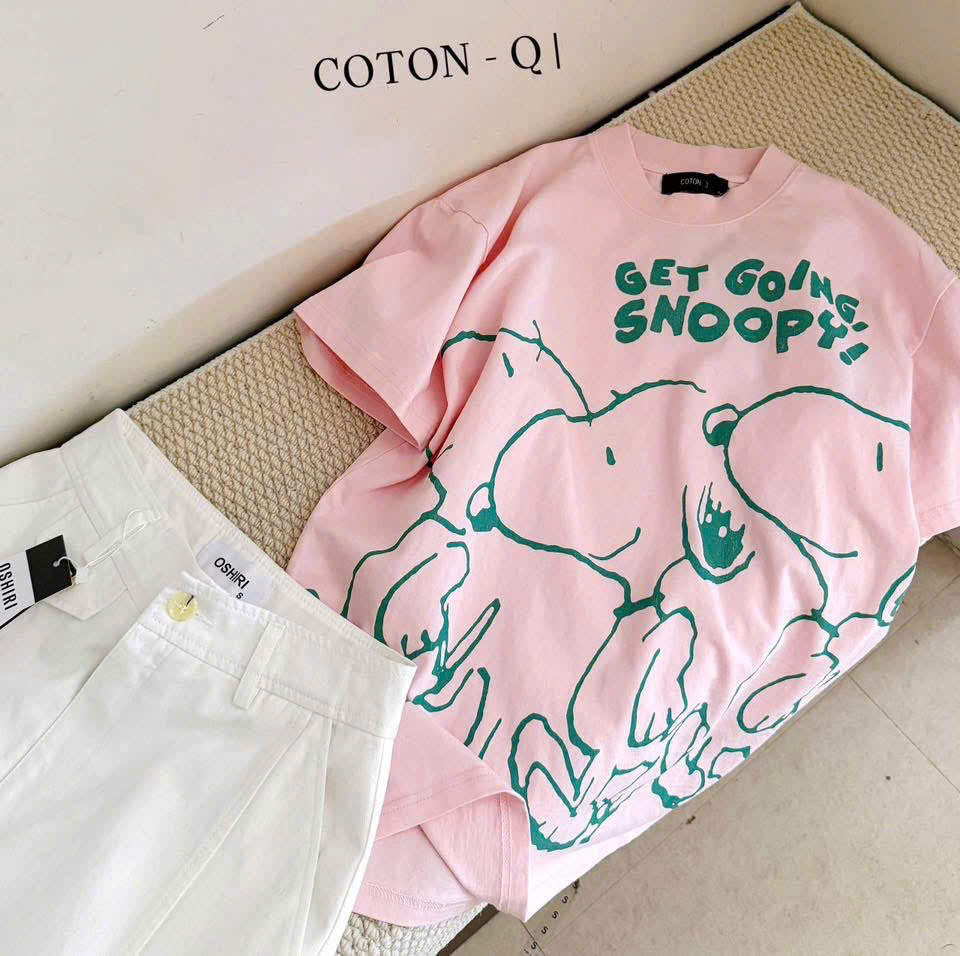 ANU411 - ÁO PHÔNG NỮ HỒNG CHÓ SNOOPY