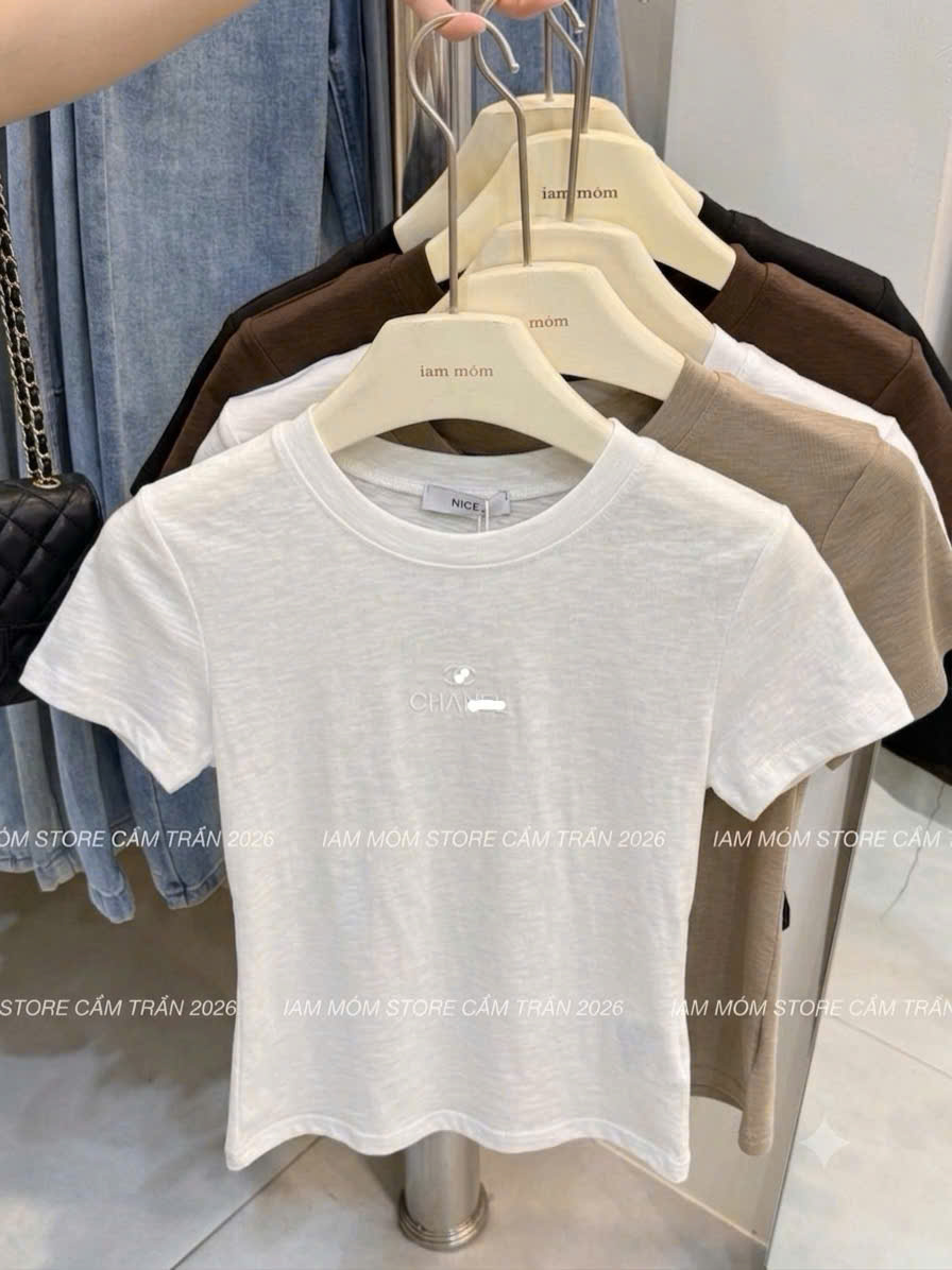 ANU423 - SET 3 ÁO THUN NỮ THÊU CHANEL đen be trắng