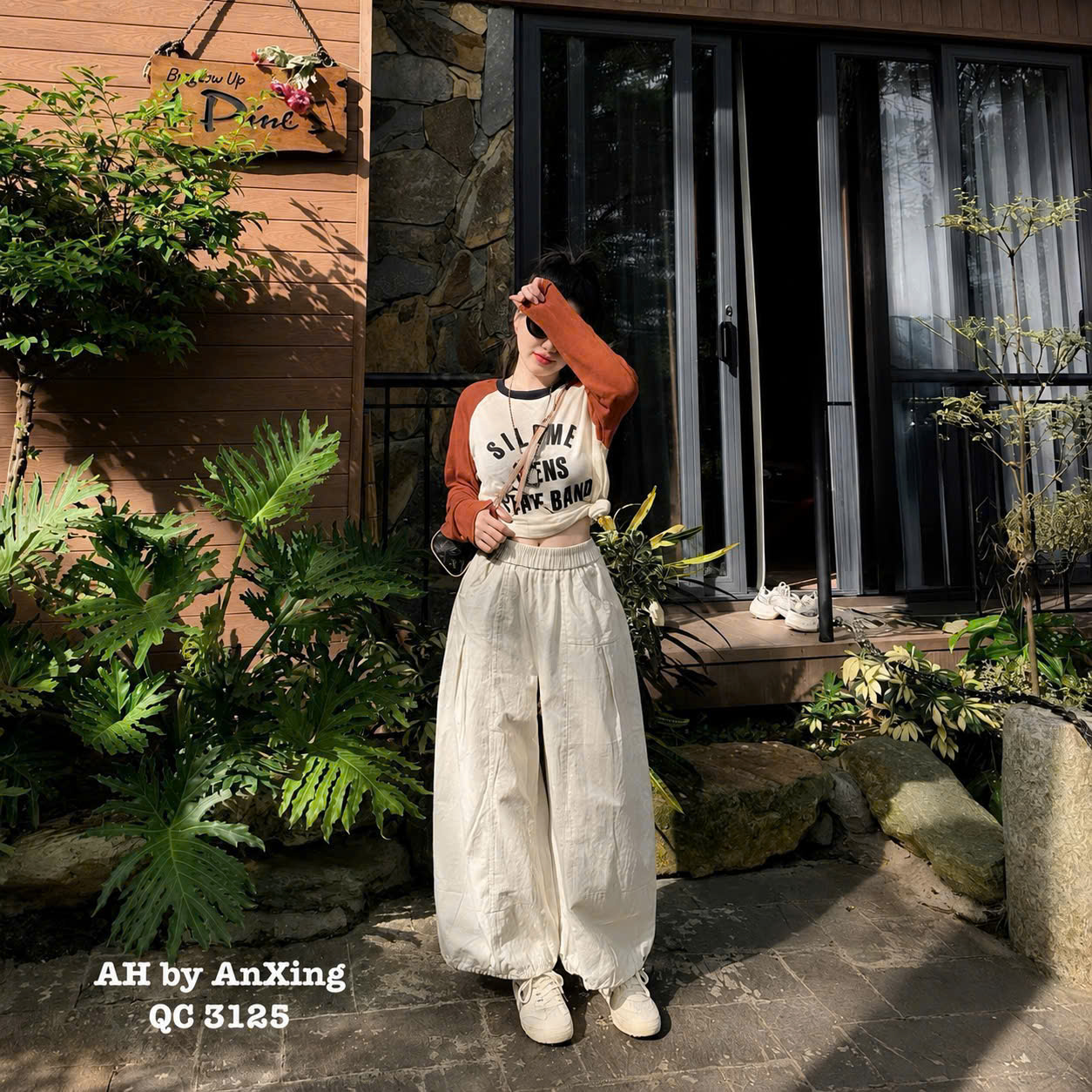 ANU440 - ÁO THUN NỮ DÀI TAY TRẮNG TAY CAM SILPME